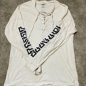 PINK Victoria's Secret White Long Sleeve Shirt